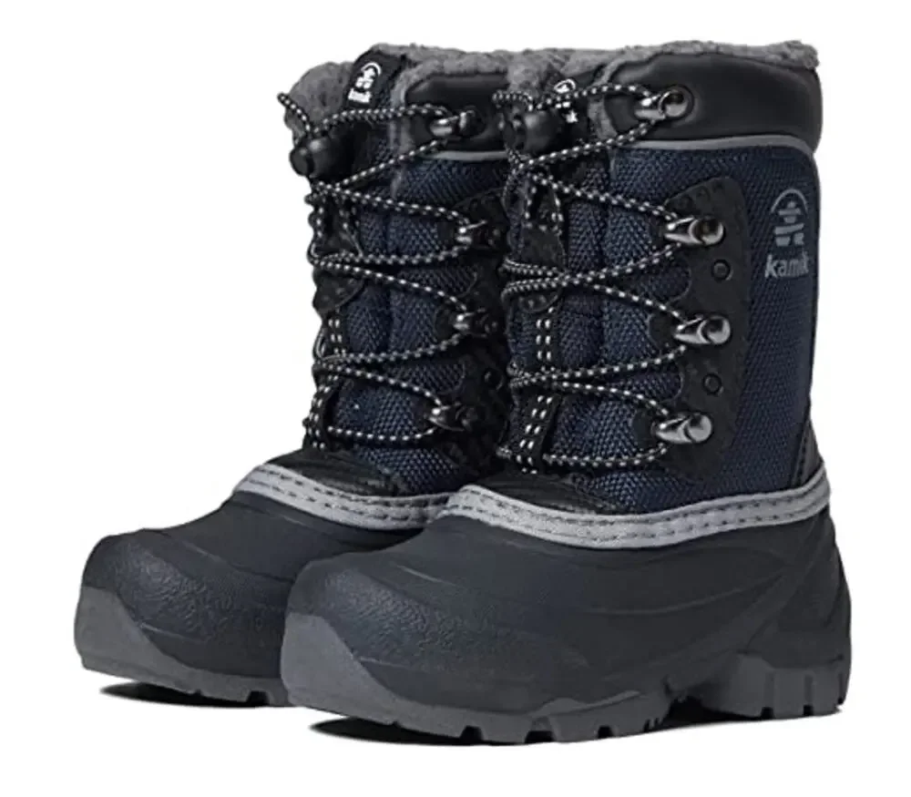 Kamik Kids Luke Snow Boots US 2 EU 33.5 Navy Waterproof NIB